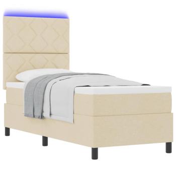 Boxspringbett mit Matratze & LED Creme 80x200 cm Stoff
