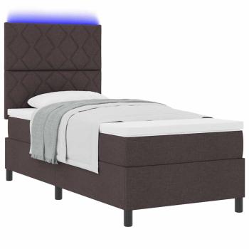 Boxspringbett mit Matratze & LED Dunkelbraun 100x200 cm Stoff