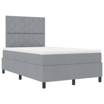 Boxspringbett mit Matratze & LED-Licht Grau 120x190 cm Stoff