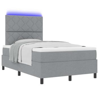 Boxspringbett mit Matratze & LED Hellgrau 120x200 cm Stoff