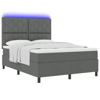 Boxspringbett mit Matratze & LED Dunkelgrau 160x200 cm Stoff