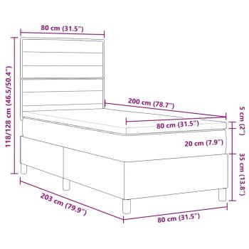 Boxspringbett mit Matratze & LED Taupe 80x200 cm Stoff