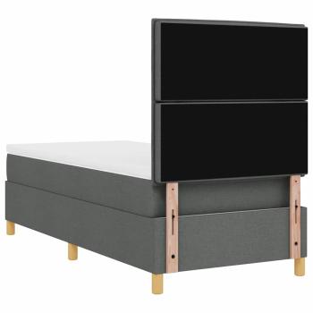 LED Boxspringbett mit Matratze Dunkelgrau 90x200 cm Stoff