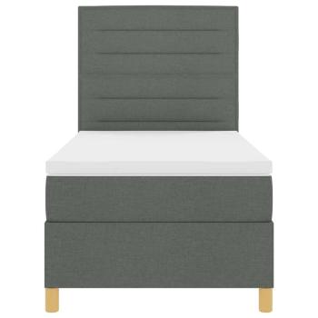 LED Boxspringbett mit Matratze Dunkelgrau 90x200 cm Stoff