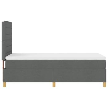 LED Boxspringbett mit Matratze Dunkelgrau 90x200 cm Stoff