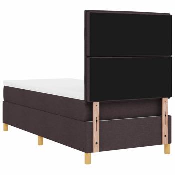 LED Boxspringbett mit Matratze Dunkelbraun 90x200 cm Stoff