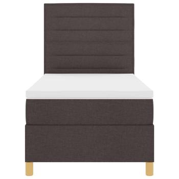 LED Boxspringbett mit Matratze Dunkelbraun 90x200 cm Stoff