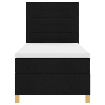 LED Boxspringbett mit Matratze Schwarz 100x200 cm Stoff