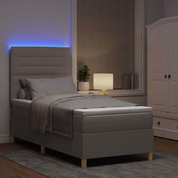 ARDEBO.de - LED Boxspringbett mit Matratze Taupe 100x200 cm Stoff