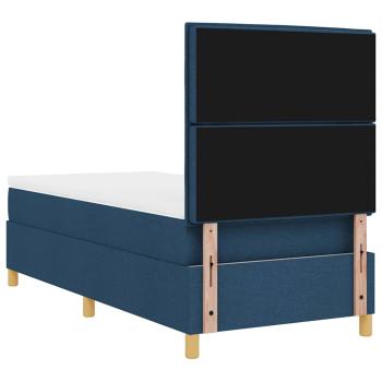 LED Boxspringbett mit Matratze Blau 100x200 cm Stoff