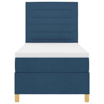 LED Boxspringbett mit Matratze Blau 100x200 cm Stoff