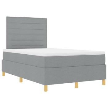 Boxspringbett mit Matratze & LED hellgrau 120x190 cm Stoff