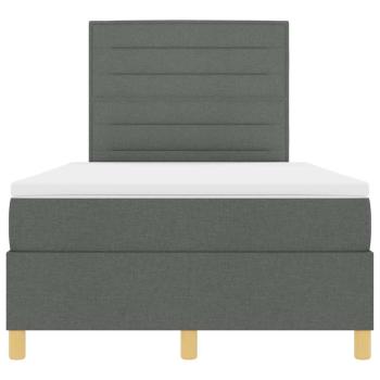 ARDEBO.de - Boxspringbett mit Matratze & LED Dunkelgrau 120x190 cm Stoff