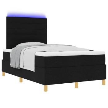 LED Boxspringbett mit Matratze Schwarz 120x200 cm Stoff