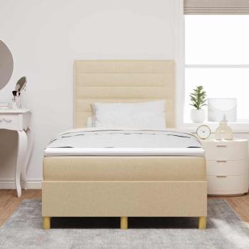 LED Boxspringbett mit Matratze Creme 120x200 cm Stoff