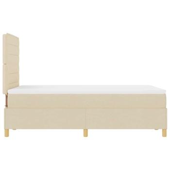 LED Boxspringbett mit Matratze Creme 120x200 cm Stoff