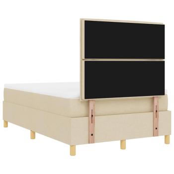 LED Boxspringbett mit Matratze Creme 120x200 cm Stoff