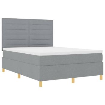 Boxspringbett mit Matratze & LED Hellgrau 140x200 cm Gewebe