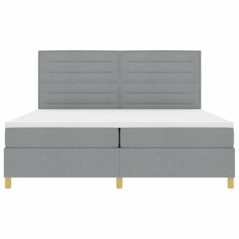 LED Boxspringbett mit Matratze Hellgrau 200x200 cm Stoff