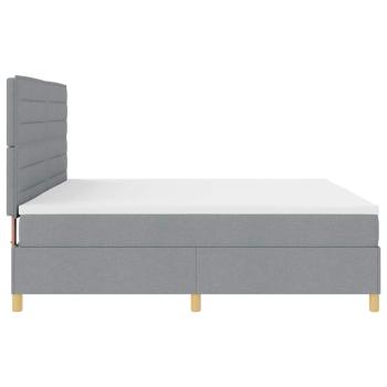 LED Boxspringbett mit Matratze Hellgrau 200x200 cm Stoff