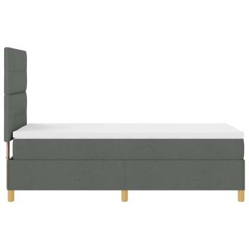 LED Boxspringbett mit Kopfteil Dunkelgrau 80 x 200 cm Stoff