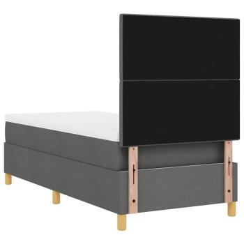 LED Boxspringbett mit Kopfteil Dunkelgrau 80 x 200 cm Stoff