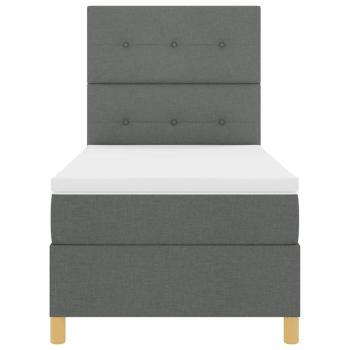 LED Boxspringbett mit Kopfteil Dunkelgrau 80 x 200 cm Stoff