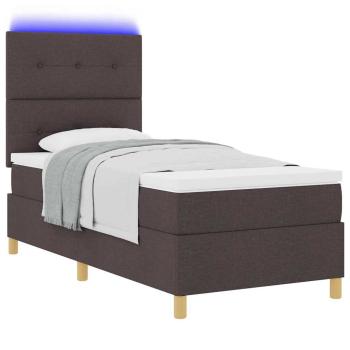 Boxspringbett mit Matratze & LED Dunkelbraun 80x200 cm Stoff