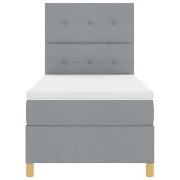 LED Boxspringbett mit Matratze Hellgrau 90x190 cm Stoff