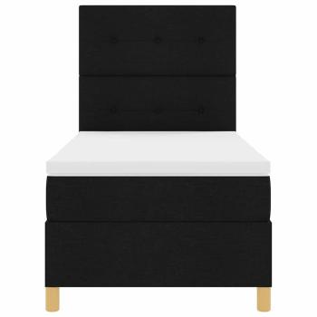 LED Boxspringbett mit Matratze Schwarz 90x190 cm Stoff