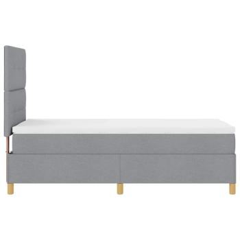 LED Boxspringbett mit Matratze Hellgrau 90x200 cm Stoff