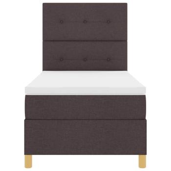 LED Boxspringbett mit Matratze Dunkelbraun 90x200 cm Stoff