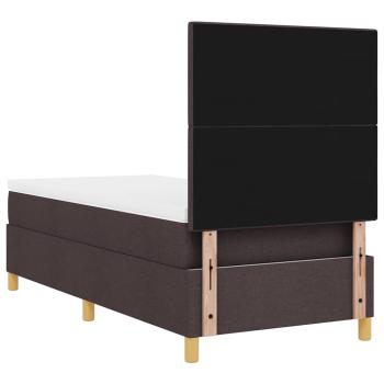 LED Boxspringbett mit Matratze Dunkelbraun 90x200 cm Stoff