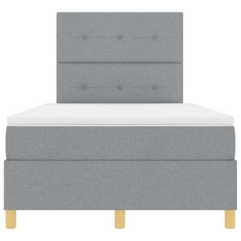 LED Boxspringbett mit Matratze Hellgrau 120x200 cm Stoff