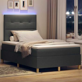 LED Boxspringbett mit Matratze Dunkelgrau 120x200 cm Stoff