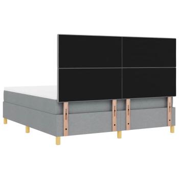 Boxspringbett mit Matratze & LED Licht Hellgrau 180x200 cm Stoff