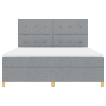 Boxspringbett mit Matratze & LED Licht Hellgrau 180x200 cm Stoff