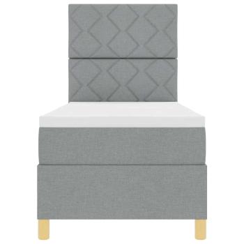 Boxspringbett mit Matratze & LED Hellgrau 80x200 cm Stoff