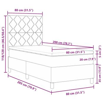 Boxspringbett mit Matratze & LED Taupe 80x200 cm Stoff