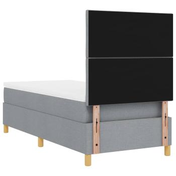 Boxspringbett mit Matratze & LED Licht Hellgrau 100x200 cm Stoff