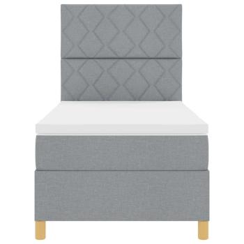 Boxspringbett mit Matratze & LED Licht Hellgrau 100x200 cm Stoff