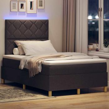 Boxspringbett mit Matratze & LED Dunkelbraun 120x200 cm Stoff