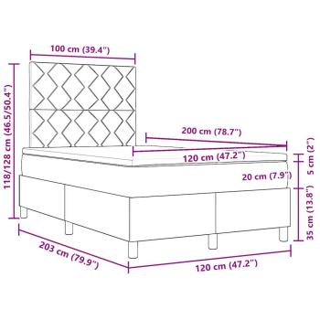 Boxspringbett mit Matratze & LED Creme 120x200 cm Stoff