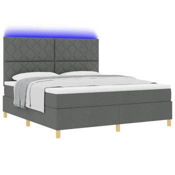 Boxspringbett mit Matratze & LED Dunkelgrau 180x200 cm Stoff