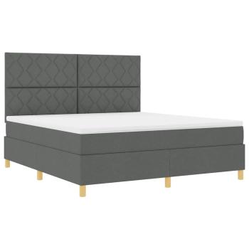 Boxspringbett mit Matratze & LED Dunkelgrau 180x200 cm Stoff