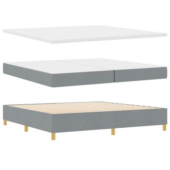 Boxspringbett mit Matratze & LED Licht Hellgrau 200x200 cm Stoff
