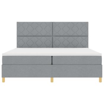 Boxspringbett mit Matratze & LED Licht Hellgrau 200x200 cm Stoff