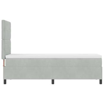 LED Boxspringbett mit Matratze Hellgrau 80x200 cm Samt