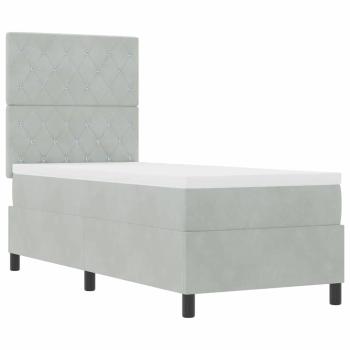 LED Boxspringbett mit Matratze Hellgrau 80x200 cm Samt