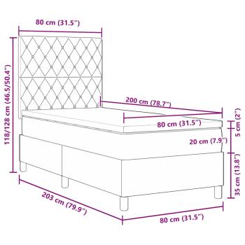 LED Boxspringbett mit Matratze Dunkelgrau 80x200 cm Samt